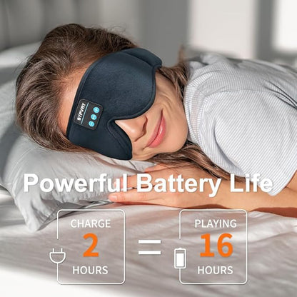 Bluetooth Sleep Mask Wireless Headphones 3D Bluetooth Eye Mask for Side Sleepers SYPVRY Blackout Eye Mask with Headphones Speaker for Airplane,Travel, Black