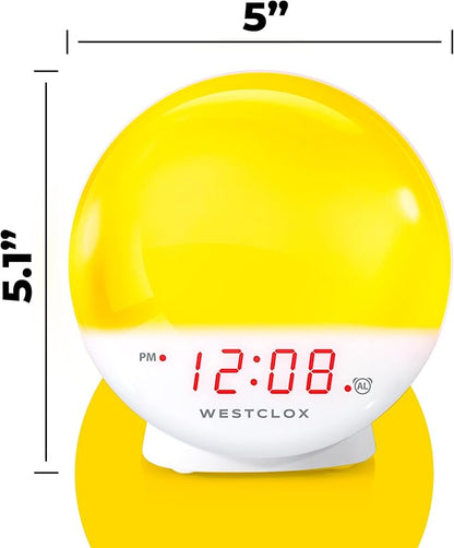 Westclox 71051 Sunrise Alarm Clock with Dimmable Nightlight & Restful Sunset/ Sunlight Simulator lamp for Bedroom