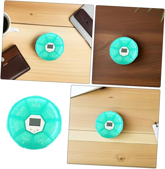 Didiseaon 2pcs Portable Automatic Pill Dispenser with Alarm Compartment Travel Medication Organizer for Elderly Compact Lightweight Pill Case for Timed Reminder and Secure Storage