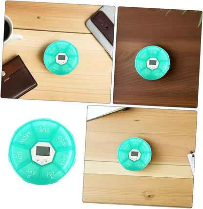Didiseaon 2pcs Portable Automatic Pill Dispenser with Alarm Compartment Travel Medication Organizer for Elderly Compact Lightweight Pill Case for Timed Reminder and Secure Storage