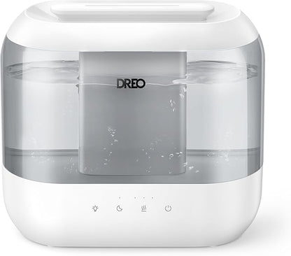 Dreo Humidifiers for Bedroom, 4L Top Fill for Large Room, 36H Runtime, 28 dB Quiet Supersized Cool Mist Air Humidifier for Baby Nursery, Plants, Indoor, Night Light, Easy to Clean & Fill, Gray