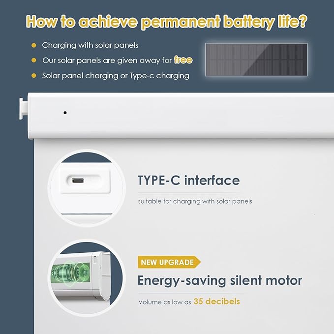 Motorized Blinds with Remote Control,No-Drill Smart Blinds with 【Complementary Solar Panel】,Cordless Automatic Blinds for Windows, 1OO% Blackout Electric Shades Customize