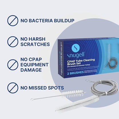 Snugell CPAP Tube Cleaning Brush Set – 84-Inch Flexible Cleaner for Tube Interiors & 7-Inch Brush for Masks – Designed for 22mm Tubing – Effectively Removes Build-Up for Clean CPAP Equipment