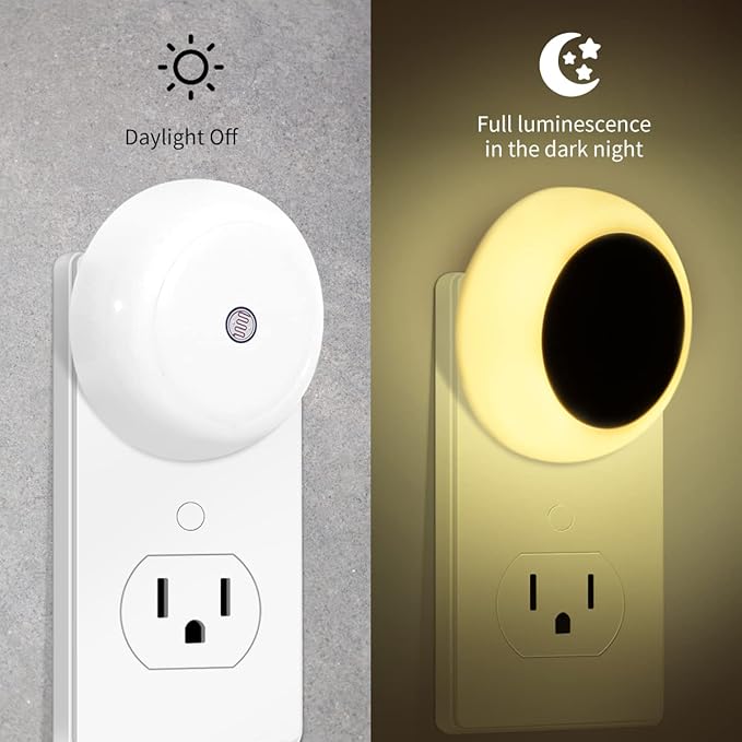 KINUR 6 Pack Night Light, LED Night Lights Plug into Wall with Dusk to Dawn sensors, Plug in Night Lights for Kids Room, Bedroom, Bathroom, Baby Nursery,Stair Lights, Hallway Light, Warm White