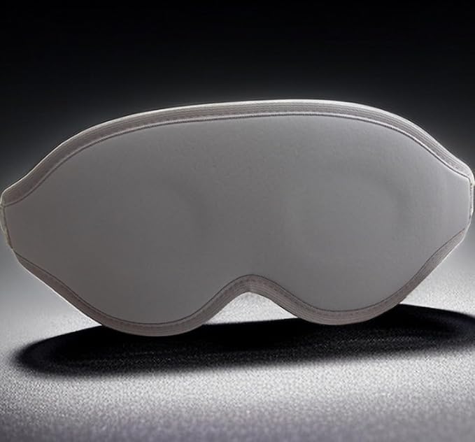 3D Contoured Sleep Mask, Memory Foam, Adjustable Strap, Ergonomic Design for Total Darkness (Grey)