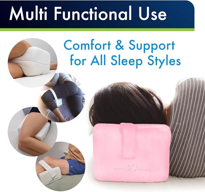 Sports Medica Doctor Developed Knee Pillow for Side Sleepers - Washable Cover Memory Foam Leg Pillow for Side Sleeping, Lower Back & Sciatica Pain Relief - Spine Alignment - Between Knee Hip Cushion