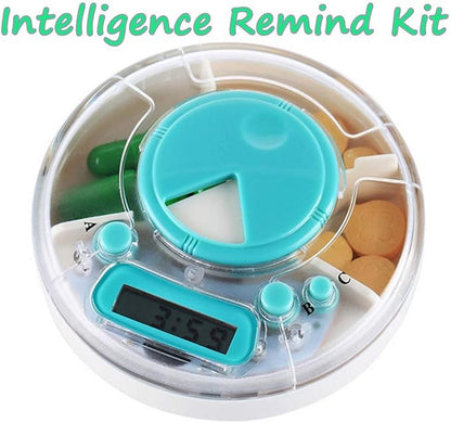 Intelligent Pill Dispenser, Electronic Medication Organizer with Alarm Reminders Weekly Pill Box Case with Moisture-Proof Design to Hold Vitamins, Fish Oil, Supplements and Medication (White)