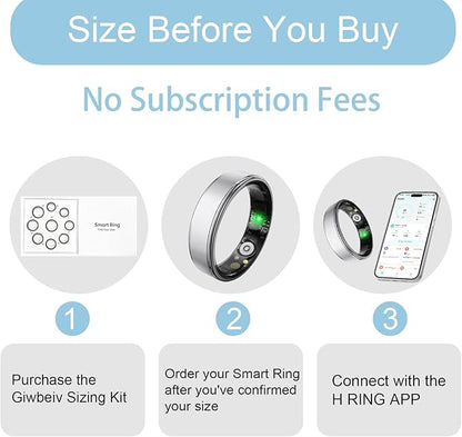 Smart Ring for Women Men, Health Fitness Tracker Ring with Heart Rate/Sleep Tracker/Blood Oxygen/HRV/Stress/Calorie/Steps, IP68 Waterproof for iOS & Android, No APP Fees(Silver,10#)
