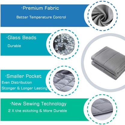 Waowoo Kids Weighted Blanket (3 lbs 36"x48") for Restful Sleep, Premium Material with Glass Beads (Dark Gery)