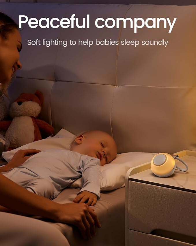 2026 Mom's Choice Awards, Portable Sound Machine for Baby Adult, AI Cry Detection, 18 Soothing Sound, Bluetooth Rechargeable White Noise Machine for Home Office Travel, Nursery Light, Gray