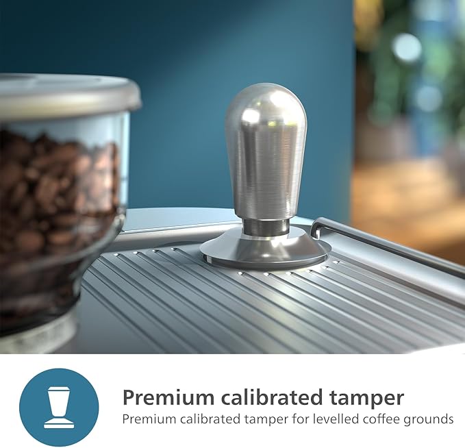 PHILIPS Barista Brew Semi Automatic Espresso Machine - Single & Double Espresso + Americano Button, 280g Dual Bean Container, Intuitive Guidance, Calibrated Tamping, Metal Cappuccino (PSA3228/41)