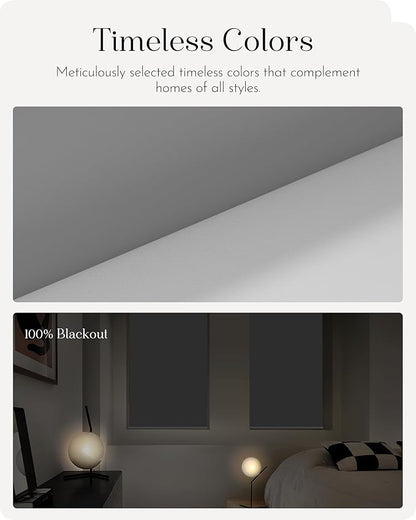 Graywind Smart Roller Shades 100% Blackout Window Blinds with APP Control Customized Automatic Shades for Home and Office(25" Wx72 H,Grey)