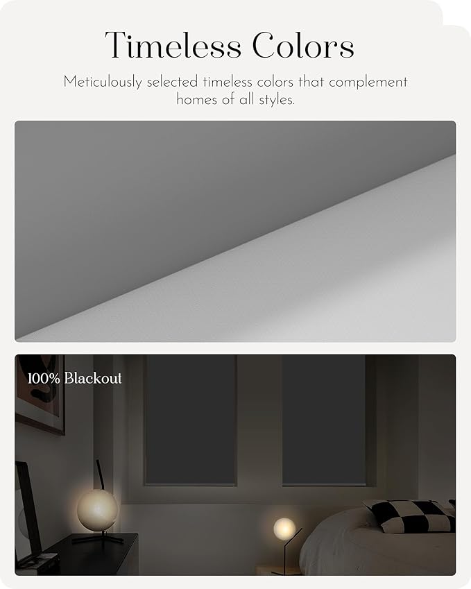 Graywind Smart Roller Shades 100% Blackout Window Blinds with APP Control Customized Automatic Shades for Home and Office(22" Wx72 H,Grey)
