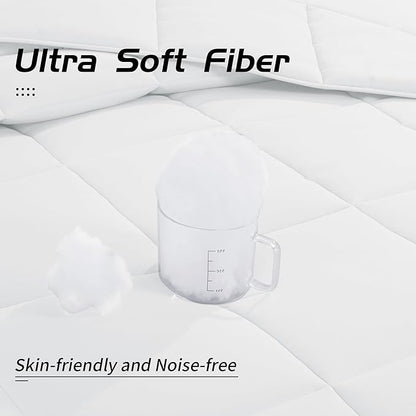 HOMBYS Oversized King Comforter 128x128, Lightweight Quilted Down Alternative Duvet Insert for All Season,White,8 Corner Tabs