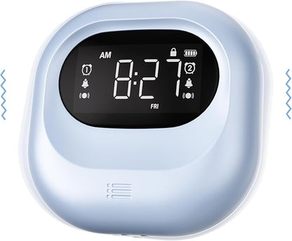 Mesqool Vibrating Alarm Clock for Heavy Sleepers, Battery Operated Rechargeable Bed Shaker Under Pillow, Wireless,Vibration Adjustable, Dual Alarms, Travel Portable Digital Clock for Hearing-impaired