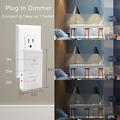 Nexete Smart Dimmer Plug Outlet Switch, Lamp Dimmer Outlet Switch Plug Adapter for Dimmable LED Light Bulbs, Lamps, String Lights, Voice Control,Bluetooth Compatible with Alexa Only (Plug in Dimmer)