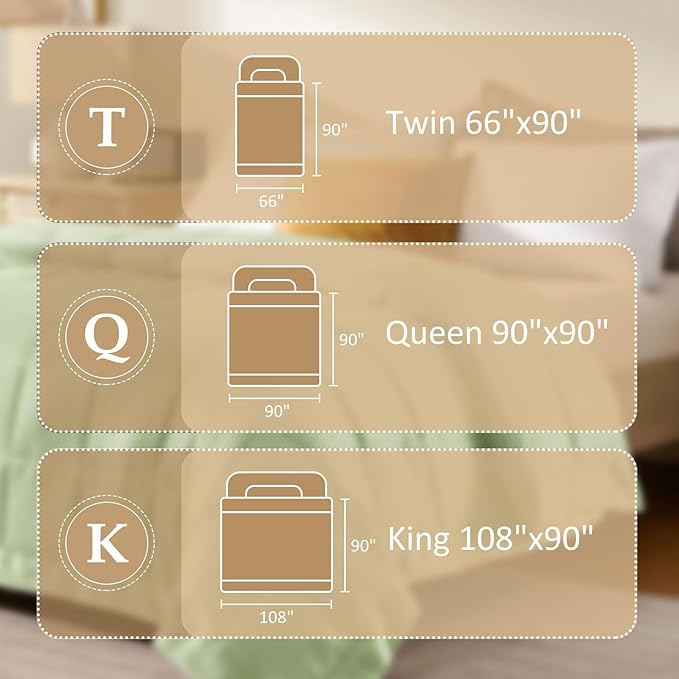 downluxe Queen Size Blanket with Satin Trim, Lightweight Down Alternative Blankets Queen Size for All Season, Machine Washable (Sage Green, 90x90 Inch)