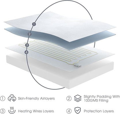 Full Size Electric Heated Mattress Pad - Bed Warmer with Memory & Preheat Functions, 12 Heat Settings Single Control for 1-12 Hours Auto Off, Lighted Button