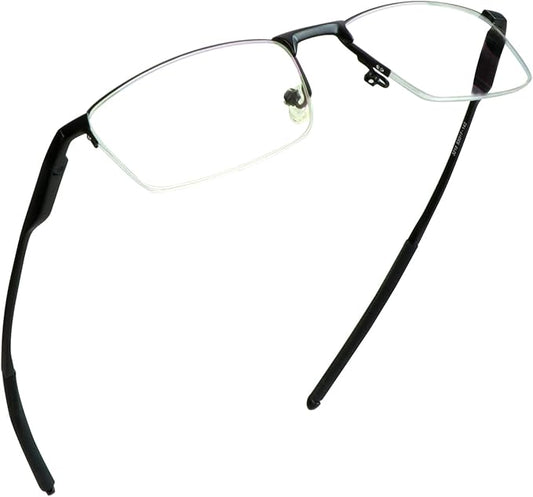 LifeArt Blue Light Blocking Glasses, Anti Eyestrain, Computer Reading Glasses, Gaming Glasses, TV Glasses for Women Men, Stylish Unisex Alloy Square Frame (Black, +3.75 Magnification)