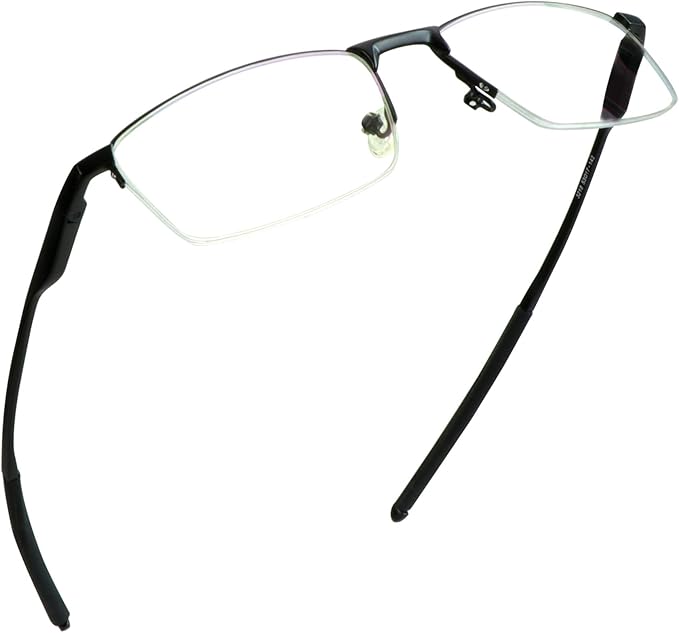 LifeArt Blue Light Blocking Glasses, Anti Eyestrain, Computer Reading Glasses, Gaming Glasses, TV Glasses for Women Men, Stylish Unisex Alloy Square Frame (Black, +2.50 Magnification)