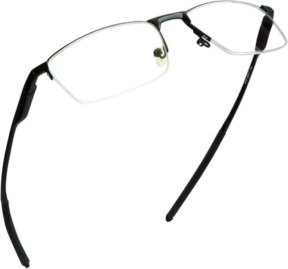 LifeArt Blue Light Blocking Glasses, Anti Eyestrain, Computer Reading Glasses, Gaming Glasses, TV Glasses for Women Men, Stylish Unisex Alloy Square Frame (Black, +2.00 Magnification)