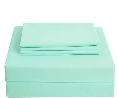 4 Piece Bed Sheet Set (Queen,Mint) 1 Flat Sheet,1 Fitted Sheet and 2 Pillow Cases,Brushed Microfiber Luxury Bedding with Deep Pockets