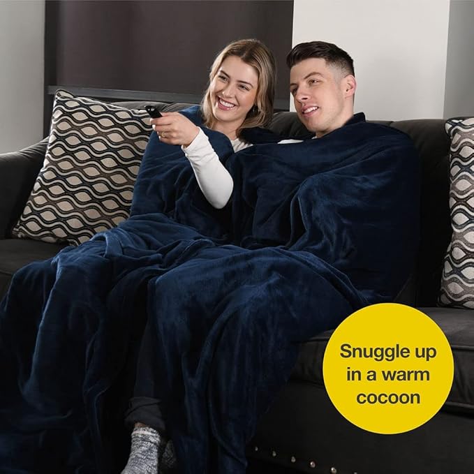 Medical king Heated Blanket, Machine Washable Extremely Soft & Comfortable Electric Blanket Throw Fast Heating with Hand Controller 10 Heating Settings & auto Shut-Off (Blue, 84 x 90)