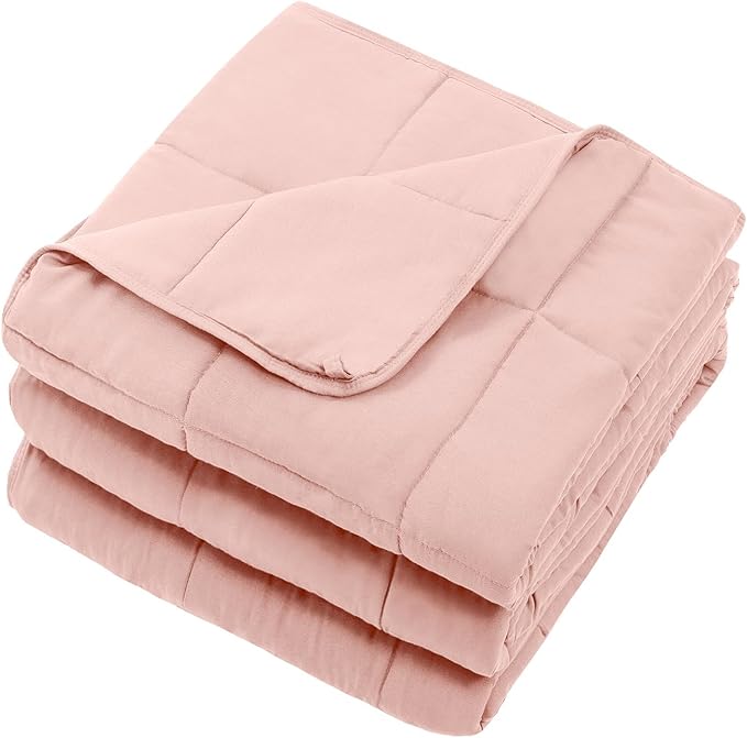 Pink Weighted Blanket for Adults 15lbs, 60"x80", Queen Size Cooling Heavy Throw Blanket for 120-160lbs, Microfiber Soft Thick Big Blankets Weighted Comforter Gift for Sleeping