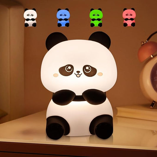 TLAOTNIY Squishy Cute Panda Night Light,Voice Controlled Light with 4 Color Modes Soft Silicone USB Charging Panda Lamp for Kids Room,Novelty Animal Night Lamp for Decor (C-1pack)