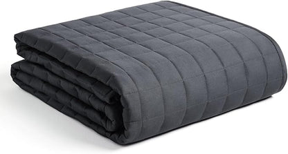 YnM Exclusive 25lbs Weighted Blanket, Smallest Compartments with Glass Beads, Bed Blanket for One Person of 240lbs, Ideal for on Queen or King Bed (Dark Grey, 60"x80" 25lbs)
