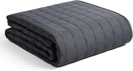 YnM Exclusive 25lbs Weighted Blanket, Smallest Compartments with Glass Beads, Bed Blanket for One Person of 240lbs, Ideal for on Queen or King Bed (Dark Grey, 60"x80" 25lbs)