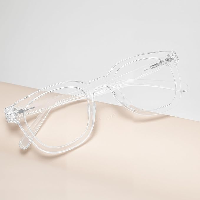 Reading Glasses for Men Women Blue Light Blocking with Spring Hinge, Blocking Readers Anti UV Ray Filter Eyeglasses, Square Computer Reader Glasses, Transparent, +1.5