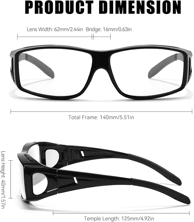 LVIOE Fit Over Blue Light Blocking Glasses and Computer Eyewear- Wear Over Prescription Glasses/Reading Glasses/RX Glasses