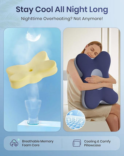 Cervical Neck Pillow for Pain Relief, Cooling Excellent Support Side Sleeper Pillow for Adults, Ergonomic Memory Foam Pillows for Sleeping, Contour Neck Pillow for Side Back Stomach Sleepers