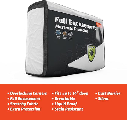 Layla Mattress Protector, Liquid Proof Mattress Pad Barrier | Breathable Waterproof Bed Encasement - Sleeps Cool | 3 Models | Size California King - Full Encasement Protector