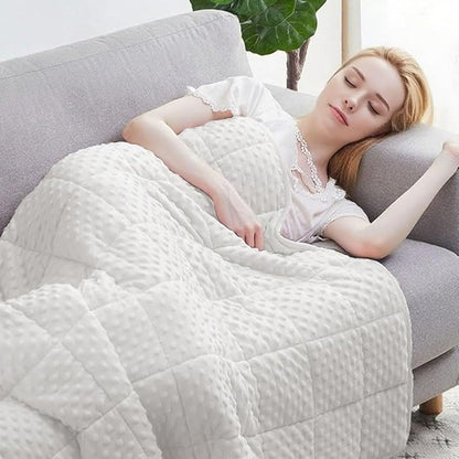 Weighted Blanket with Plush, Single Double Heavy Blanket with Premium Glass Bead All-Season Even Weight Distribution Therapy Blanket A/B Double Side 80x87 25lbs