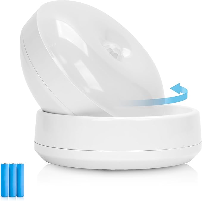 iHome 360° Rotating Motion Sensor Puck Light, Auto Mode & Always On Mode, Magnetic Detachable Base, Warm 4000K Glow, Batteries Included, Versatile Mounting, Perfect for Home Decor