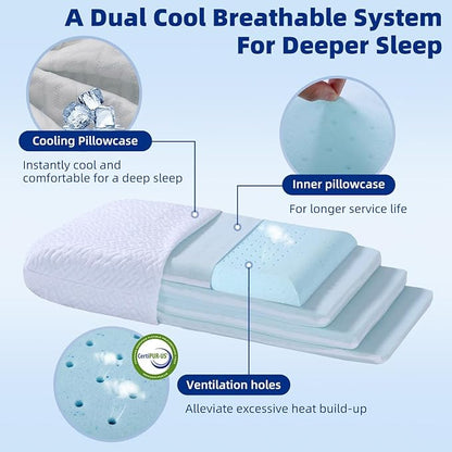 LOFE Adjustable Thin Memory Foam Pillow - 4 Heights from 1.2 to 4.8in, Cervical Pillow for Neck Pain Relief, CertiPUR-US Neck Support Pillow for Side Sleepers, Back/Stomach Sleepers, a Removable Cover