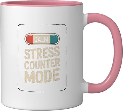 Relaxation Breathing Vagus Nerve Stimulation Stress Relief Ceramic Mug, Pink/White