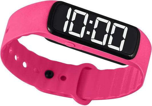Sensory Wrist Timer for Kids, Teachers, Students, Simple Reminder Watch with Silent Alarm Clock Wristband, Classroom Countdown (Pink)