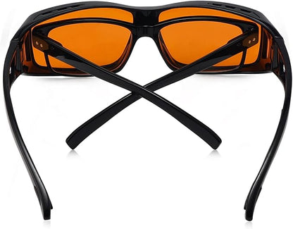 Eyekepper 100% Blue Light Reduction,Fitover Anti-Blue Blocking Computer Glasses Amber Lenses Black