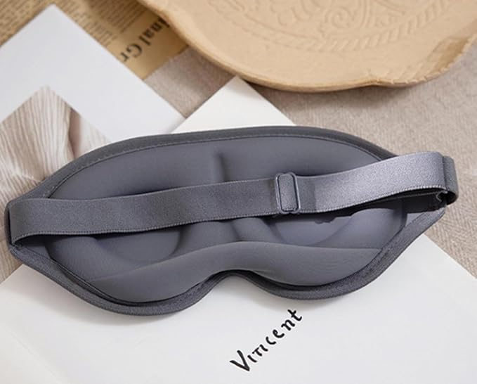 3D Contoured Sleep Mask, Memory Foam, Adjustable Strap, Ergonomic Design for Total Darkness (Grey)