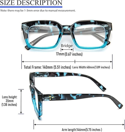 DXYXYO Reading Glasses 2.0 Blue Light Blocking Women Oversized Computer Readers 3 Pack Fashion Oprah Style Square