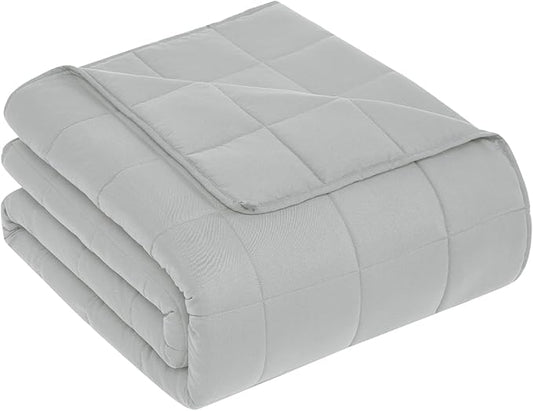 CuteKing Weighted Blanket for Adults: Weighted Blanket with Premium Glass Beads - Breathable Heavy Blanket for Comfort Sleep - Thick Blanket for Adult All Season (15lbs, 60"x80", Light Grey)