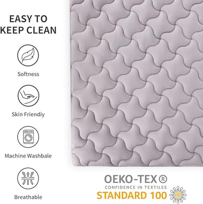 SLEEP ZONE Mattress Topper Twin, Cooling Mattress Pad, Quilted Fitted Mattress Cover, Machine Washable Mattress Protector, Soft Fluffy Down Alternative, Deep Pocket 8~21 inch (Grey, Twin)