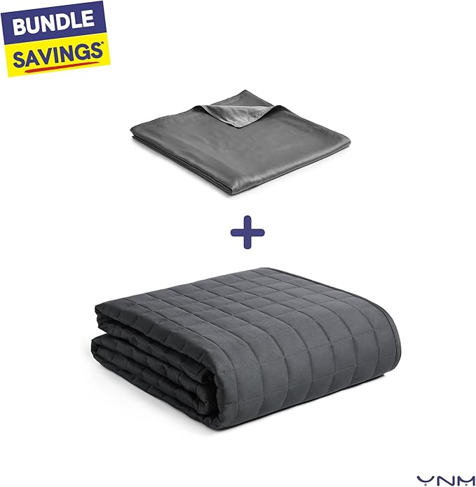 YnM Exclusive Cooling Rayon & Cozy Velvet Dual-Sided Cover for Weighted Blanket (60''x80'') - Light Grey