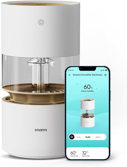 Smartmi Evaporative Humidifiers for Bedroom home, Rainforest Air Humidifier, 3L No Mist Cool Humidifier with Top Fill Design, Smart Humidity Control, Works with HomeKit Alexa Google Assistant