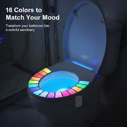 USB Rechargeable Toilet Night Lights, 2 Pack, Motion Sensor LED Nightlight for Multiple Bathrooms, 16 Colors, Soft Non-Blinding Glow, Dimmable, Practical Funny Gifts for Men, Women, Seniors