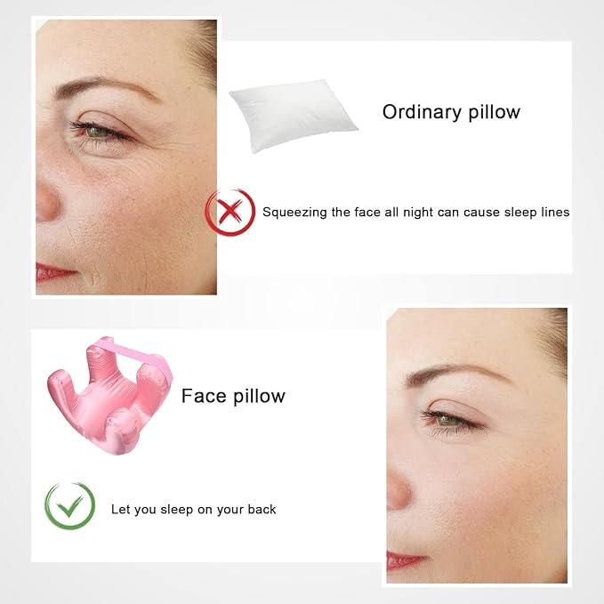 Memory Foam Face Pillow, Ergonomic Design, Silk Fabric Beauty Pillow for Back Sleep Training Pillow, Memory Foam Support, Soft Cushioning, Suitable for Comfortable Sleep (Pink)