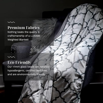LUXOME King Size Weighted Blanket | Includes Removable Cool & Cozy Cover | 25 lbs | 90"x80" |The Best Weighted Blanket | Lattice Print